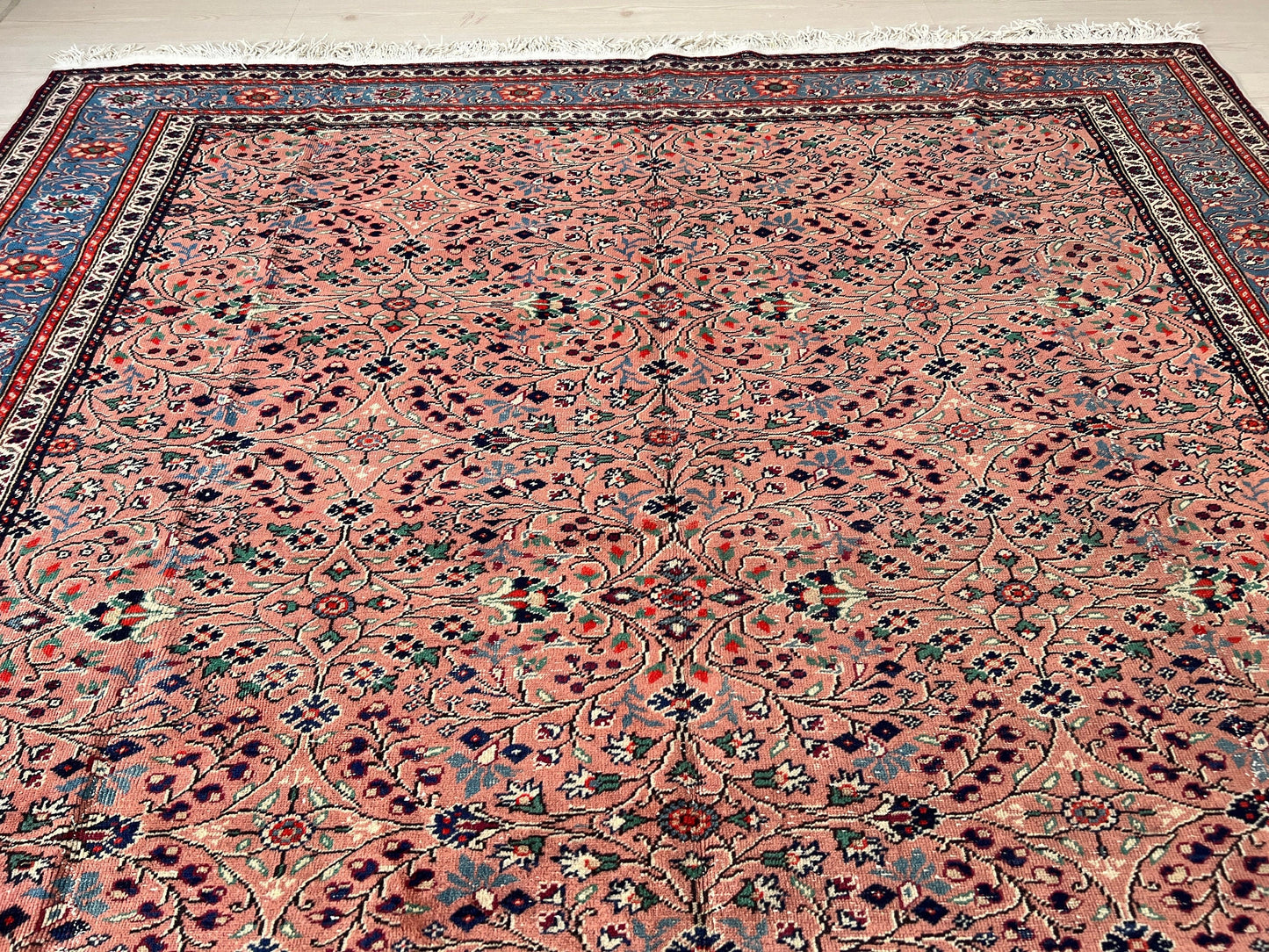 7x10  Vintage Turkish Rug - Hand knotted Floral Design Oushak Rug - Authentic Oriental Anatolian Carpet