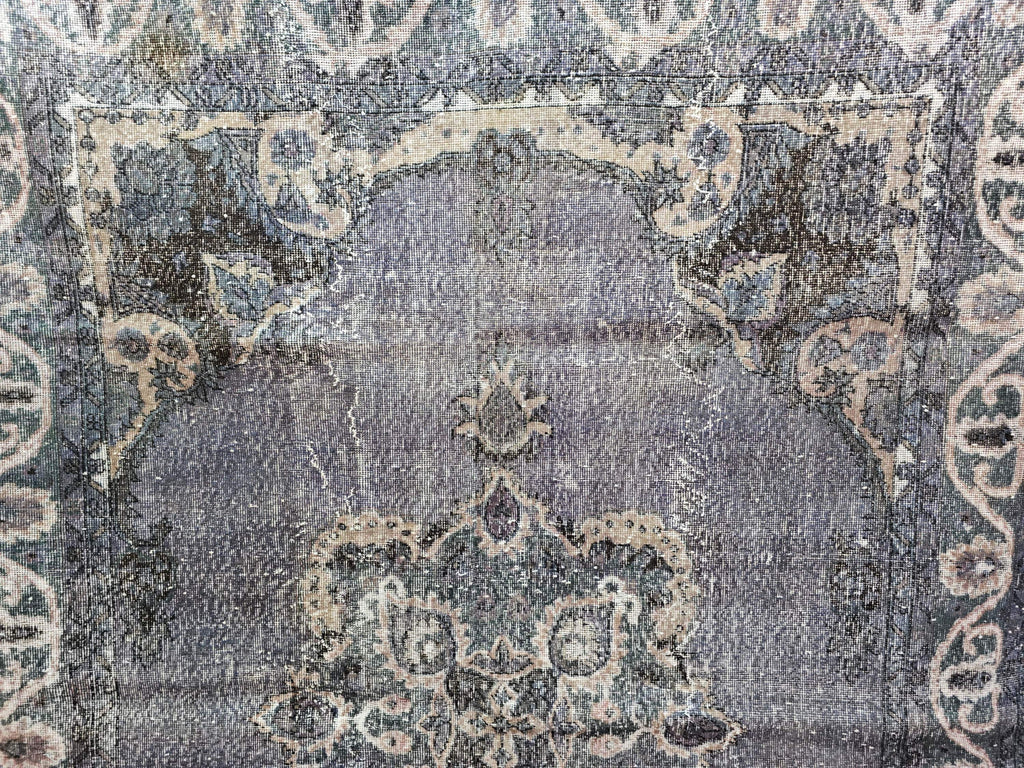 Vintage Navy Blue Turkish Oushak Rug (7x9.5 ft) Wool Area Rug