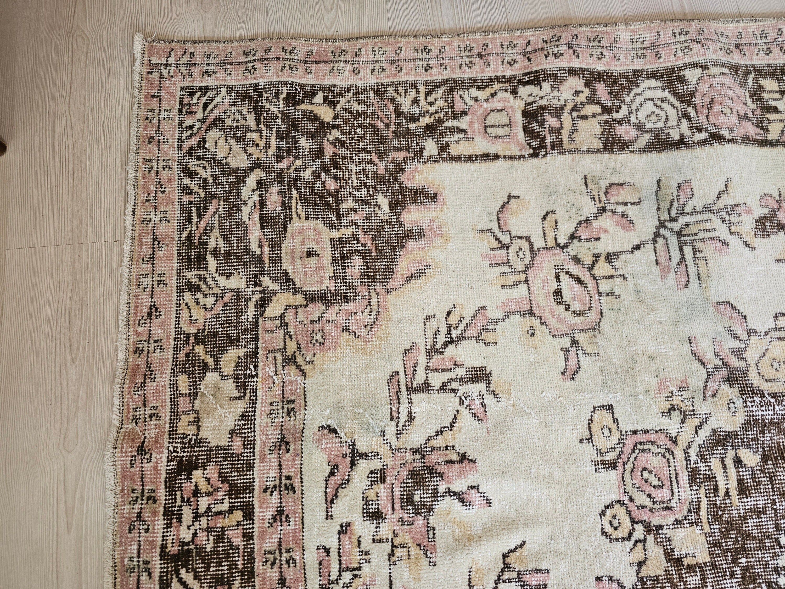 Handwoven Wool Oushak Rug: 6x9 Vintage Bohemian Area Rug