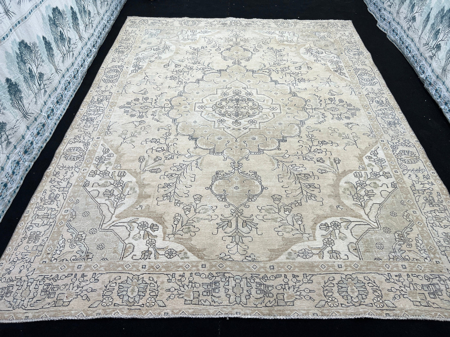 9x12 Area Rug Hand Knotted Medallion Turkish Rug for Livingroom and Big Office