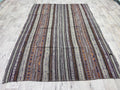 Striped Vintage Turkish Kilim Rug: Handwoven Wool, 5.85x8.30 ft