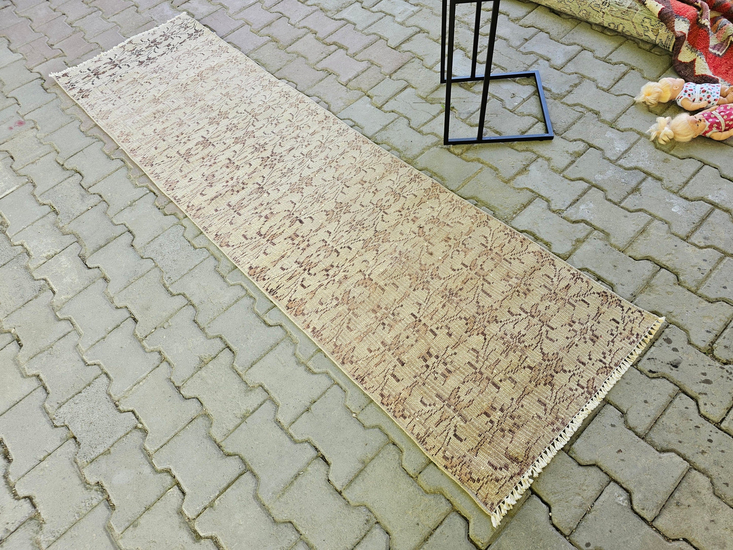 Authentic Vintage Oushak Runner Rug for Aisle and Hallway