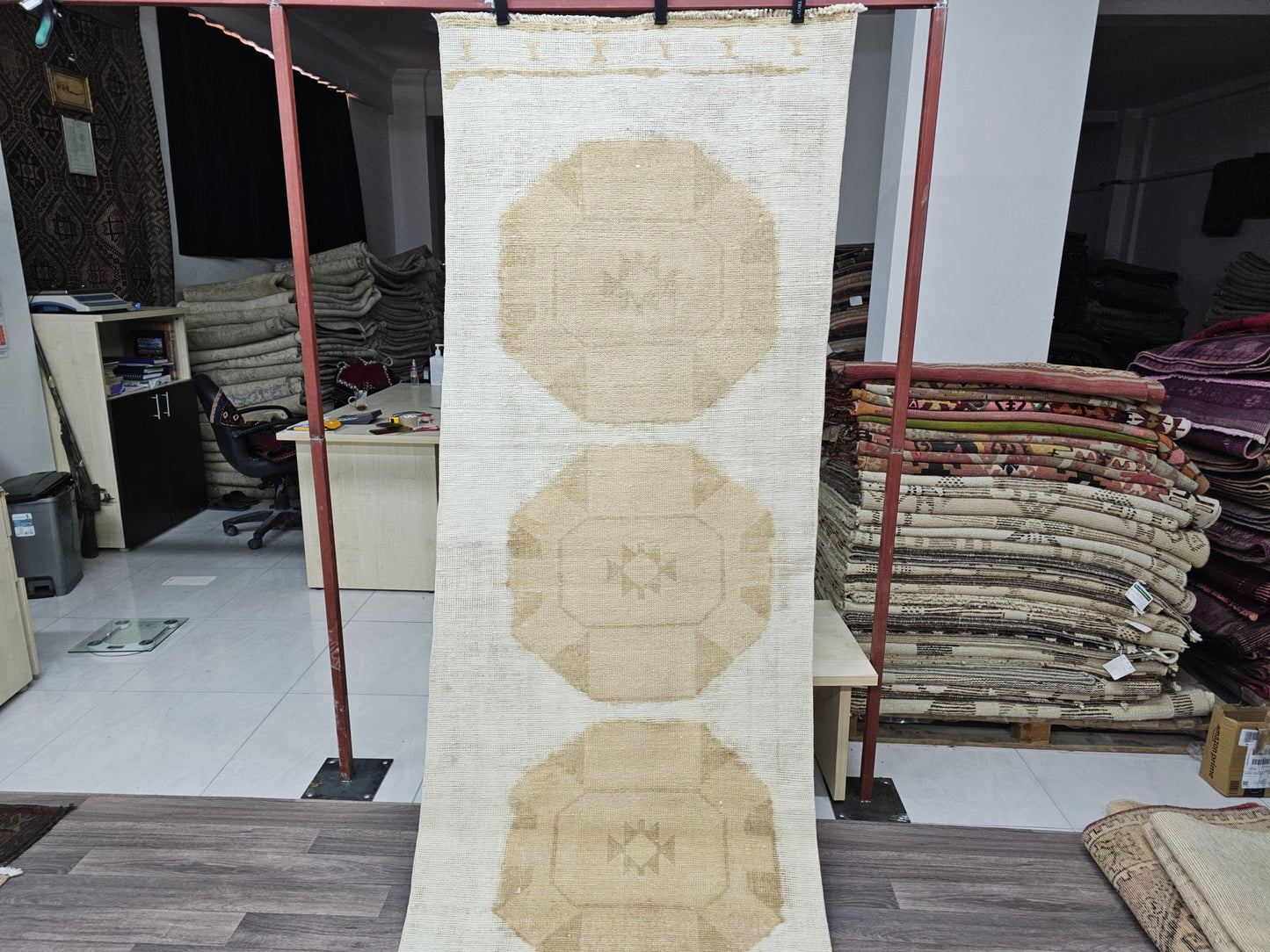 3x12 Vintage Neutral Oushak Runner Rug/ Hand Knotted Wool Turkish Runner for Hallway, Aisle and kitchen/ Anatolian Carpet Runner/Boho Runner