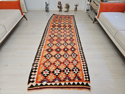 3x9 Traditional Vintage Runner rug, HandKnotted Turkish Runner //3x8.5 feet