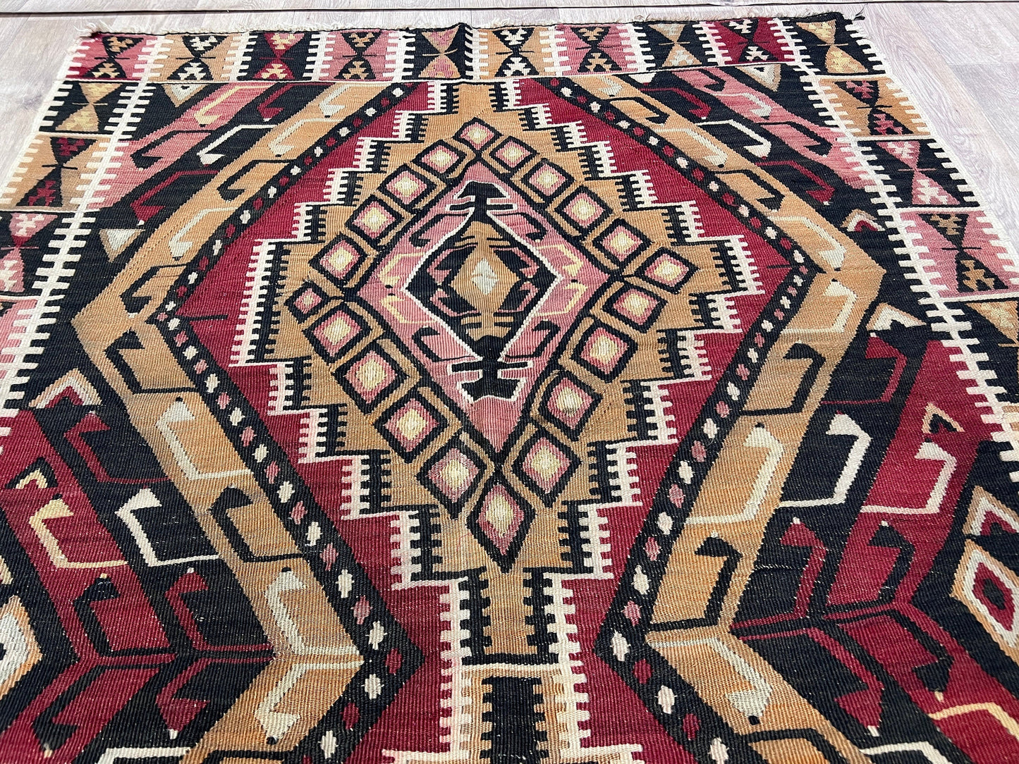 5x11 Extra Wide Runner Rug - Handwoven Kilim Rug - Kelim Teppich Runner - Oriental Kilim - Oushak Kilim - Vintage Turkish Kilim/4.75x11 feet