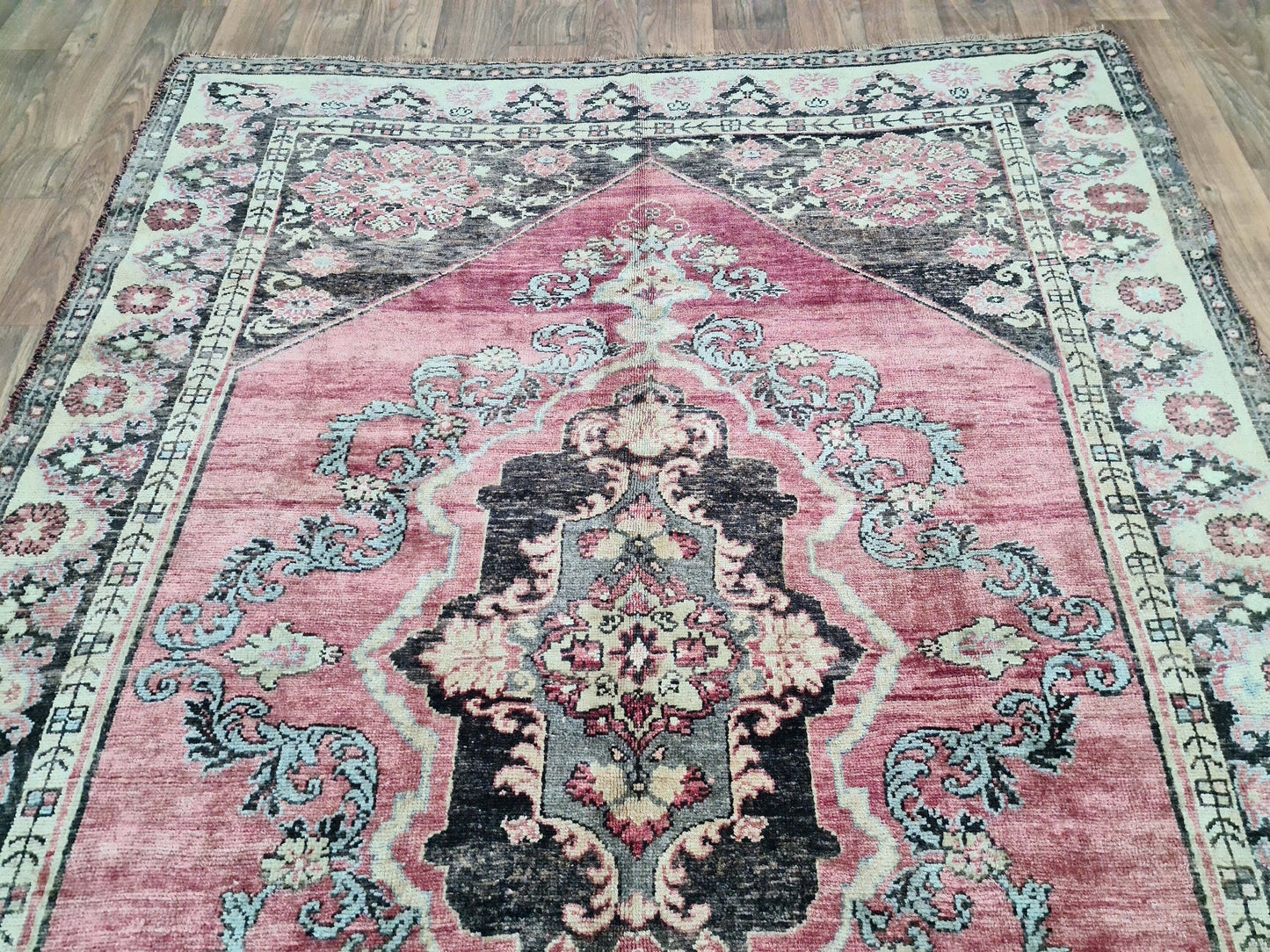 6x9 Oushak Rug/ Hand Knott Vintage Rug/ Oriental Wool Rug/ Hand Loom Carpet/ Authentic Rug/ Turkish Rug for Bedroom and Nursery/6,5x9,5 feet