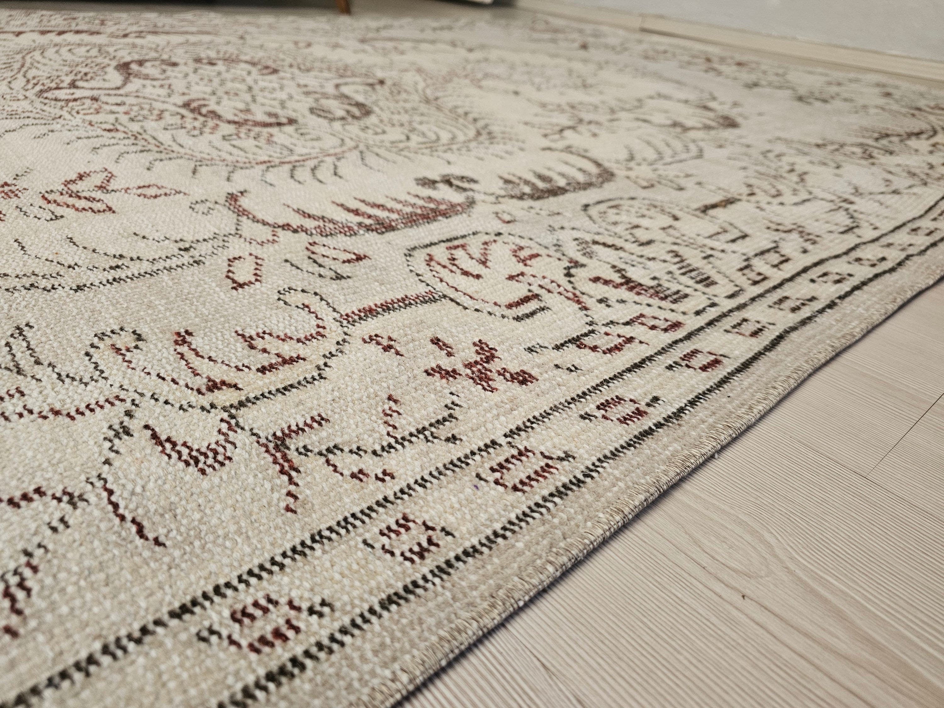 6x9 Hand-Knotted Wool Oushak Rug: Turkish Home Decor Carpet