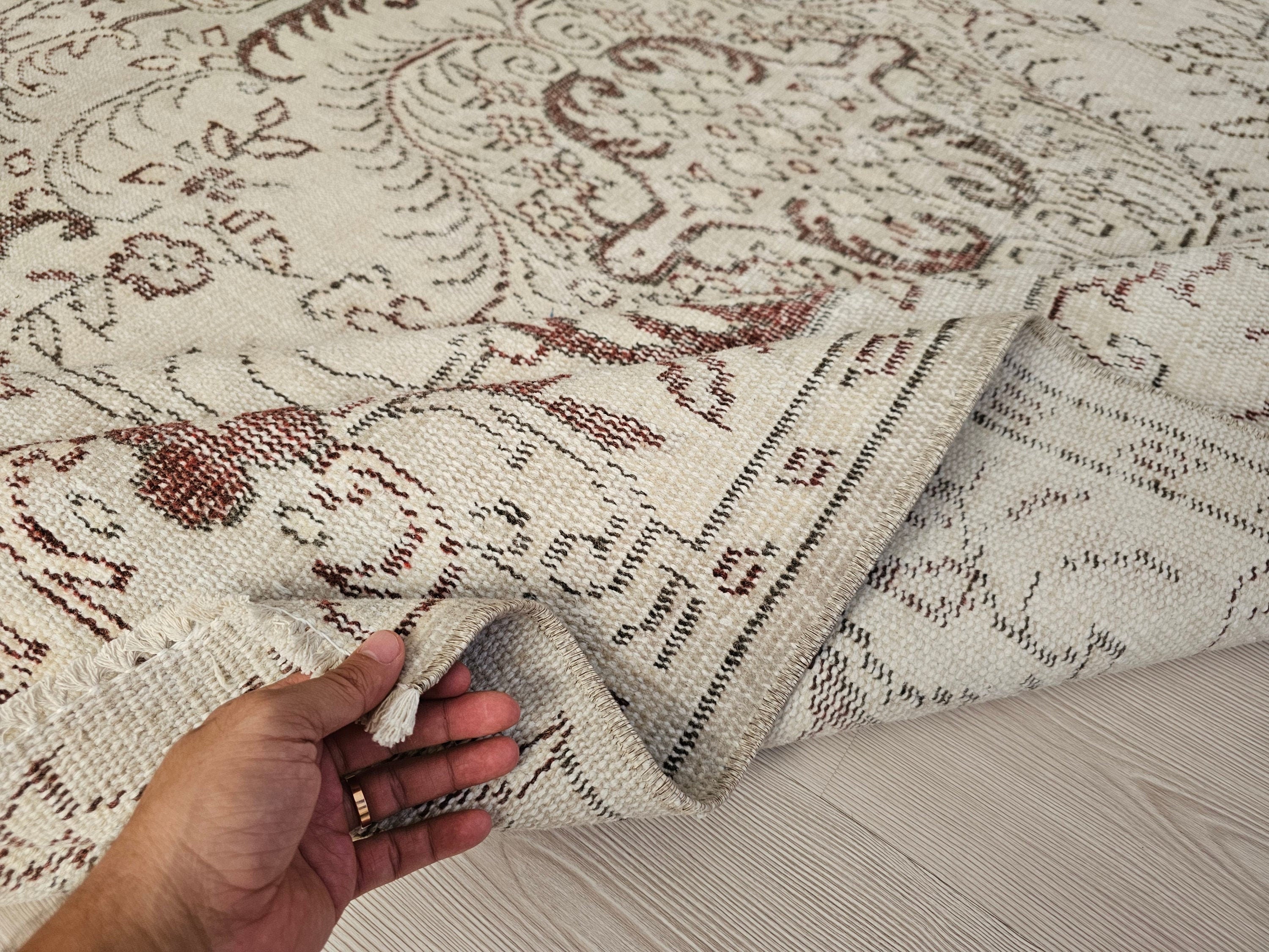 6x9 Hand-Knotted Wool Oushak Rug: Turkish Home Decor Carpet