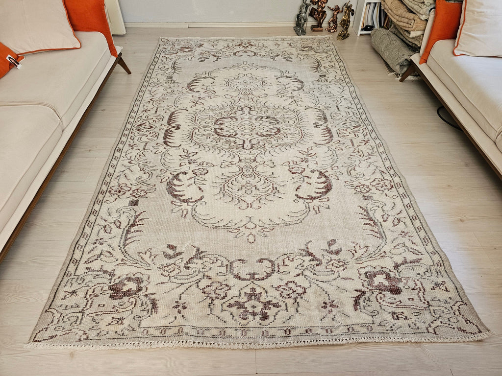 6x9 Hand-Knotted Wool Oushak Rug: Turkish Home Decor Carpet