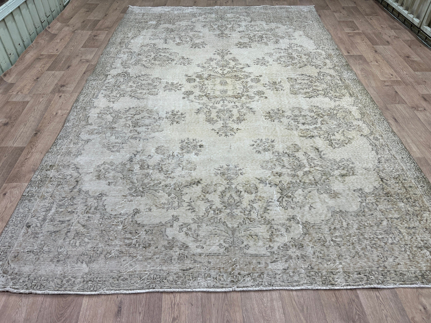 Reserved - 7.50x11.65 feet Cream Vintage Floral Design Turkish Area Rug