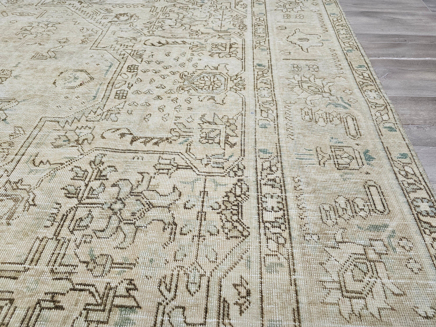 9x12 Neutral Turkish Area Rug / Hand Knotted Oushak Rug 9x12 / Muted Oriental  Carpet / Faded Wool Rug