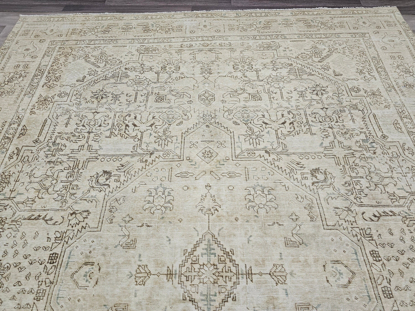 9x12 Neutral Turkish Area Rug / Hand Knotted Oushak Rug 9x12 / Muted Oriental  Carpet / Faded Wool Rug