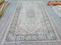 5x8 Turkish Oushak Rug: Faded Vintage Wool Area Rug