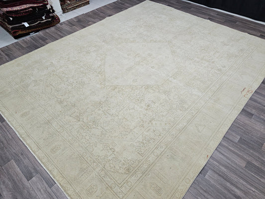 Hand Knotted Extra Large 10x12 Vintage Turkish Rug, Neutral Tones, Authentic Traditional Carpet, Unique Home Decor, Handmade Wool Rug