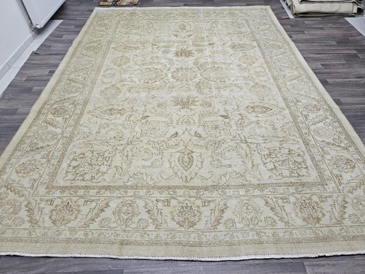 9x12 Neutral Vintage Area Rug for Livingroom and Bedroom - Oversize Turkish Oushak Rug - Anatolian 9x12 Carpet