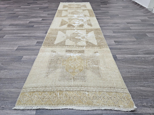 3x9 Narrow Neutral Vintage Turkish Runner