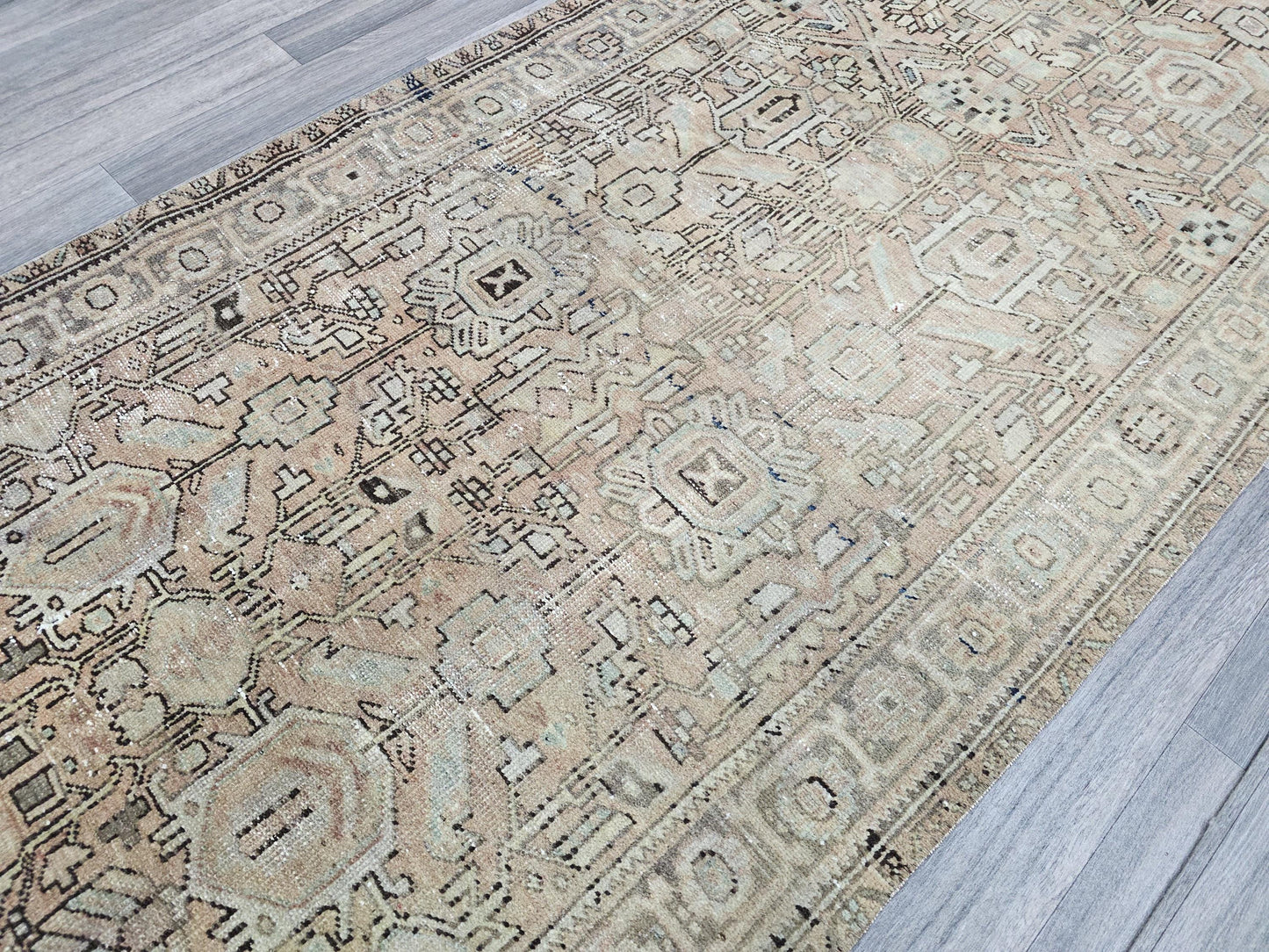 4x14 Wide Oushak Runner Rug/ Large Runner Rug/ Vintage Turkish Runner Rug/ Wide Hallway Runner /3.60x14.35 feet