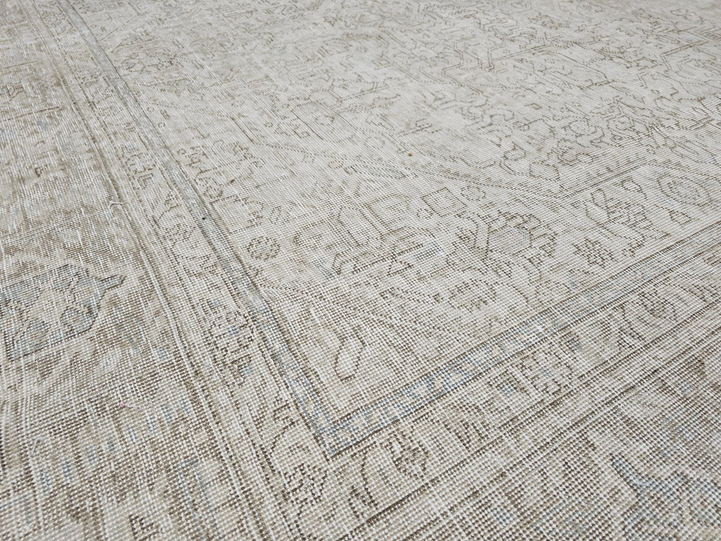 Extra Large Neutral Oushak Rug - Hand Knotted Wool Area Rug - Oversize Vintage Carpet - Mahal Rug