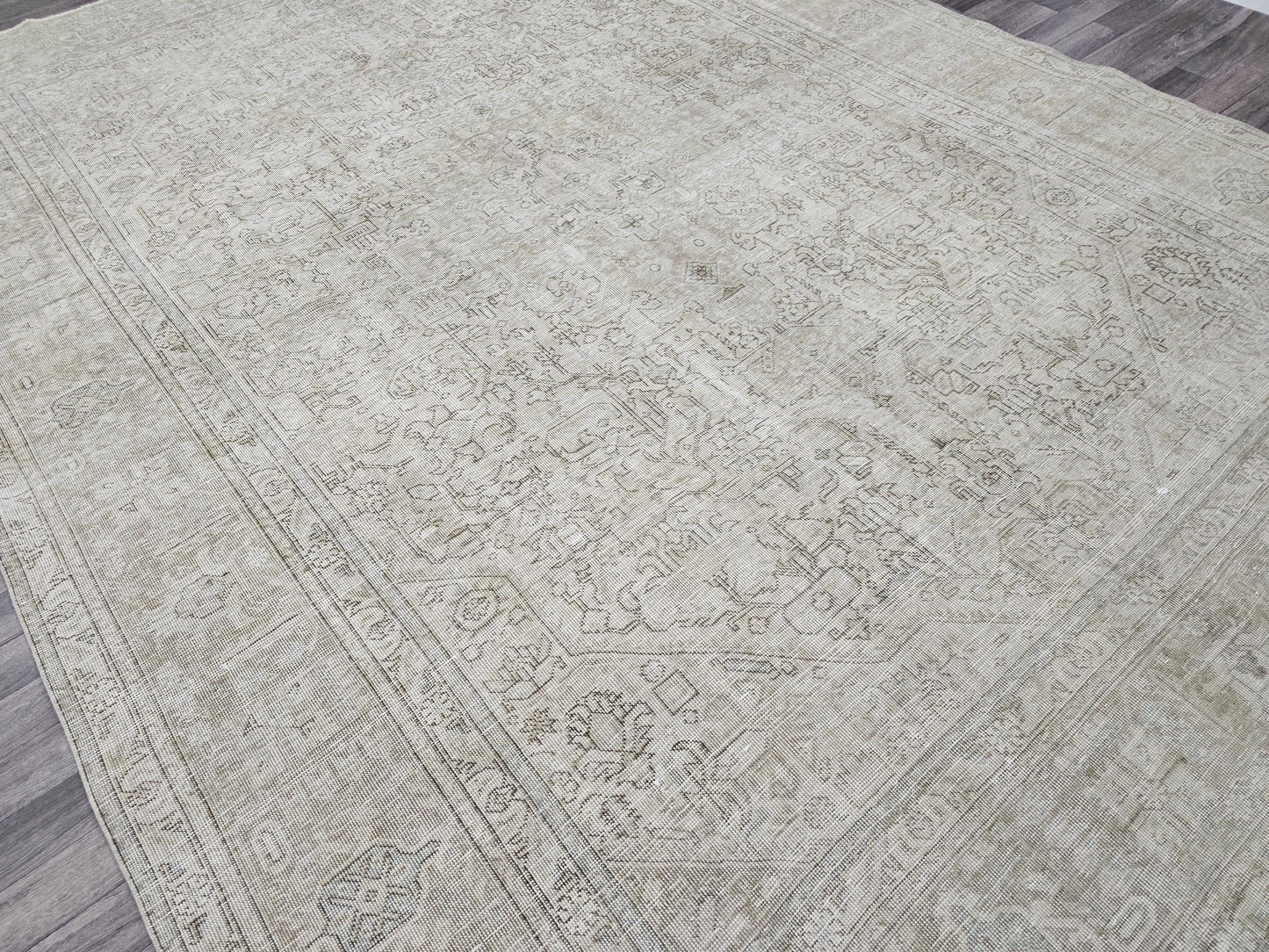 Extra Large Neutral Oushak Rug - Hand Knotted Wool Area Rug - Oversize Vintage Carpet - Mahal Rug