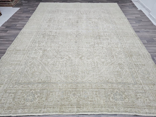 Extra Large Neutral Oushak Rug - Hand Knotted Wool Area Rug - Oversize Vintage Carpet - Mahal Rug