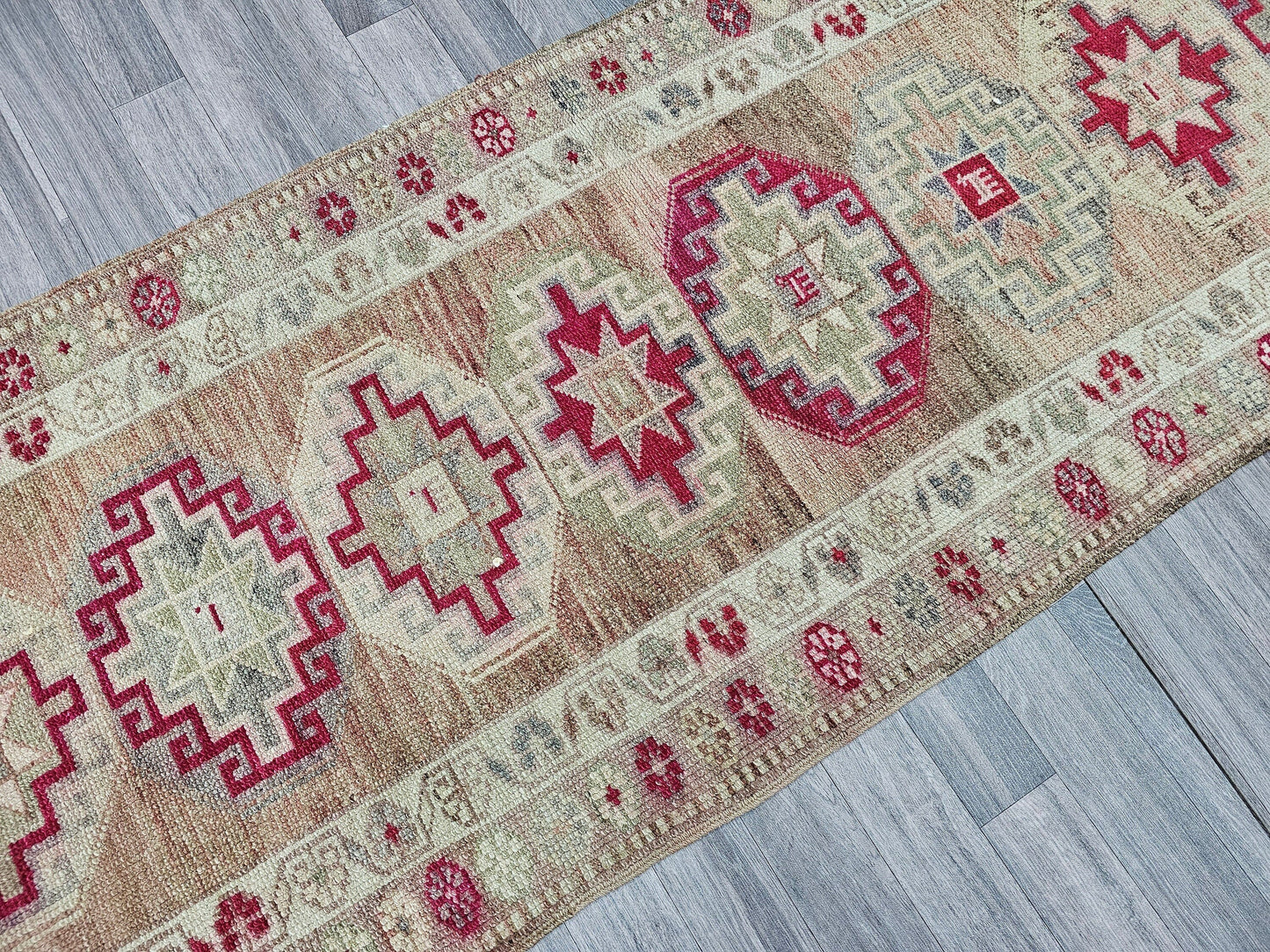 3x12 Vintage Wool Runner Rug - Herki Runner Traditional