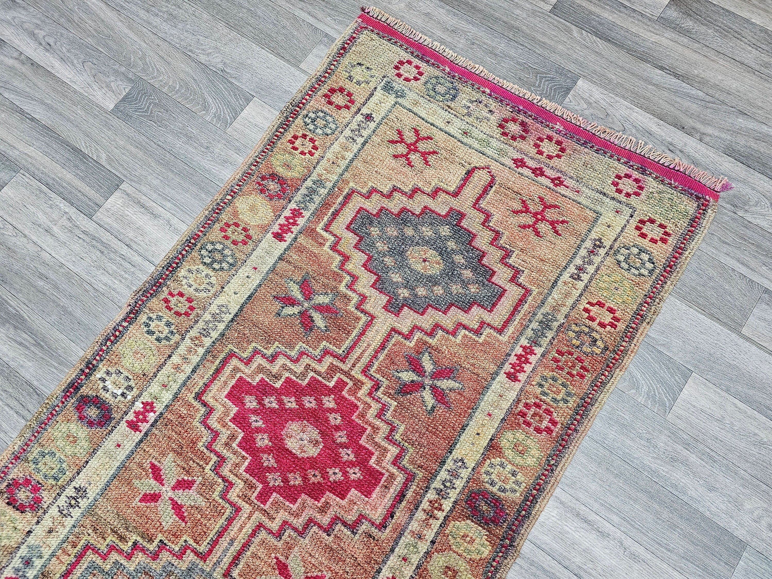 Vintage Herki Wool Runner Rug: 3x10 Muted Anatolian Hallway Decor