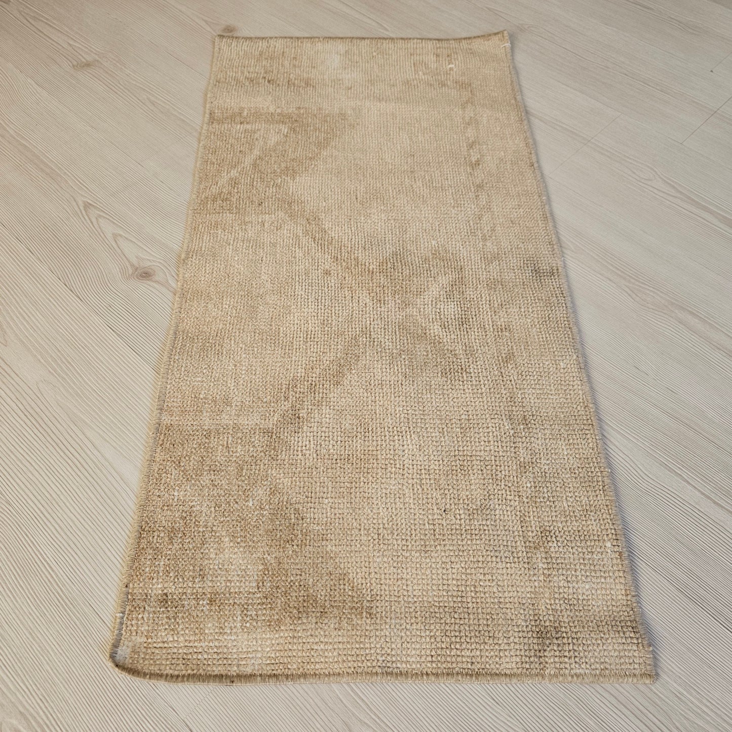 20x40 inches Neutral Vintage HandKnotted Doormat - Turkish Bath Mat - Mini Wool Rug