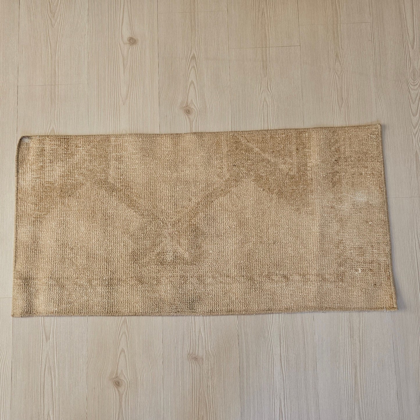 20x40 inches Neutral Vintage HandKnotted Doormat - Turkish Bath Mat - Mini Wool Rug