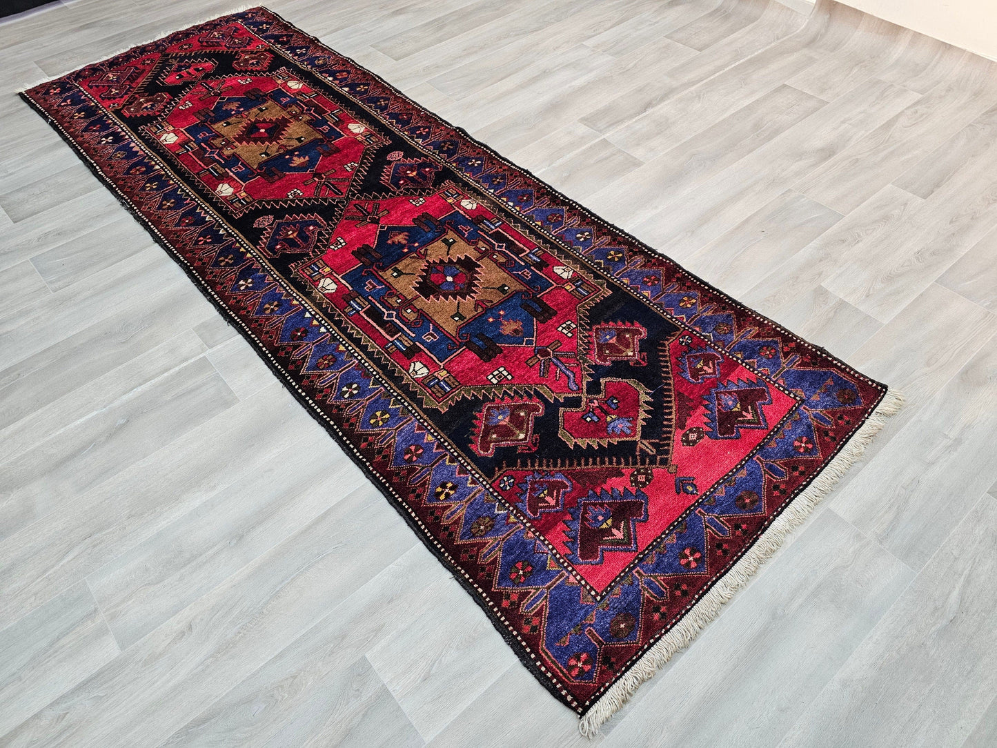 3.50x10 feet Hand Knotted Wool Antique Persian Runner Rug