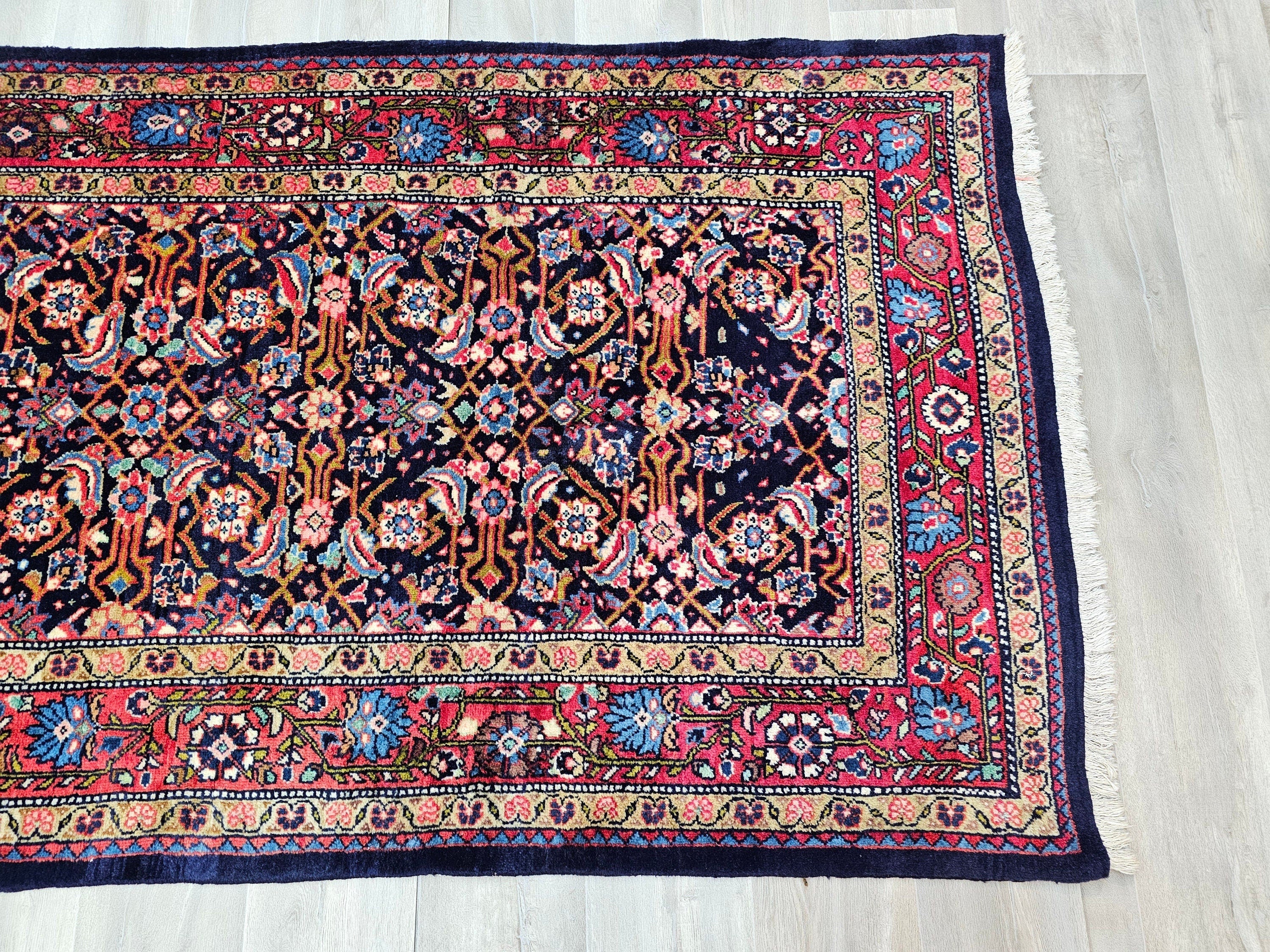 Hand Knotted Wool Turkish Runner Rug: Vintage Anatolian Design (3.90x10.50 ft)