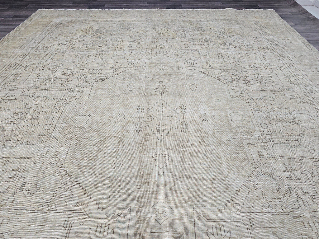 10x12 Neutral Vintage Muted Turkish Area Rug Tan Beige Brown