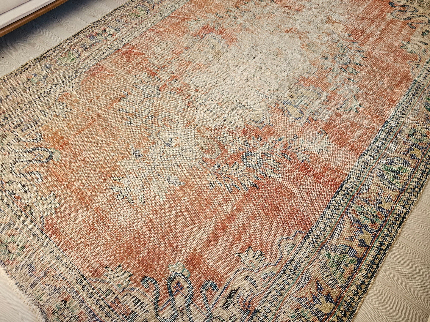 6.55x9.20 feet Hand Knotted Pastel Color Antique Turkish Oushak Area Rug