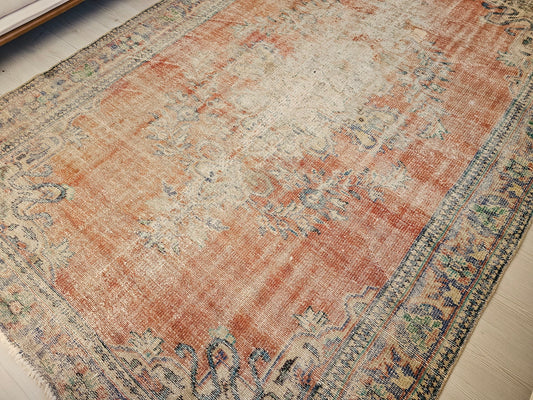 6.55x9.20 feet Hand Knotted Pastel Color Antique Turkish Oushak Area Rug