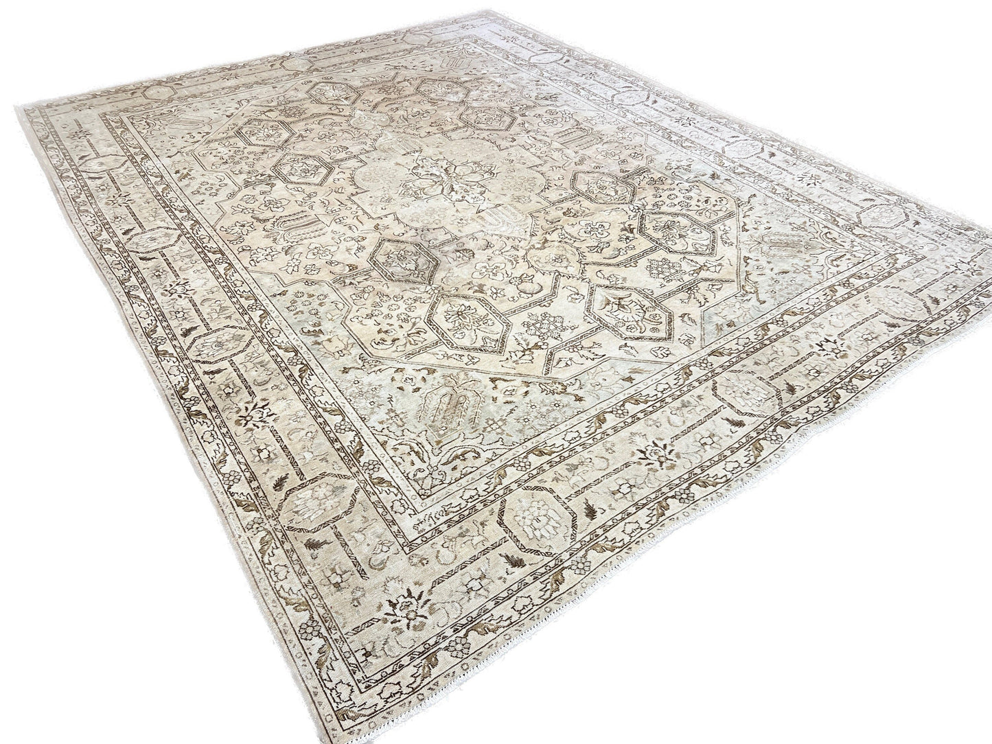 Extra Large Neutral Vintage Turkish Area Rug for Livingroom and Bedroom