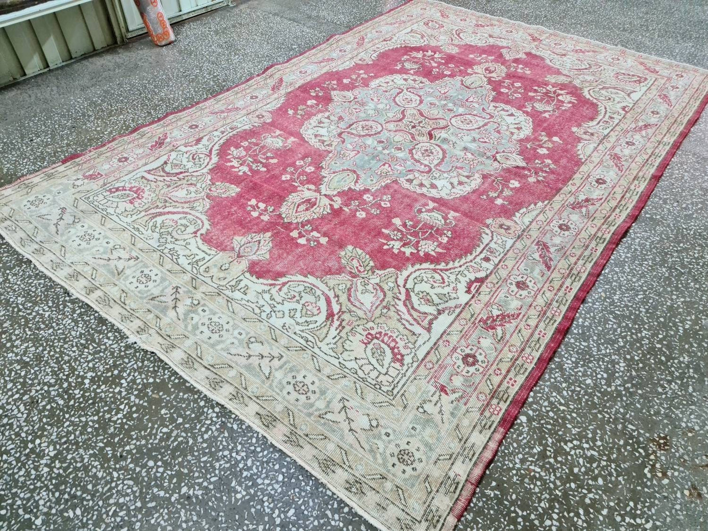 Red Vintage Turkish Area rug/ 7x10.85 feet