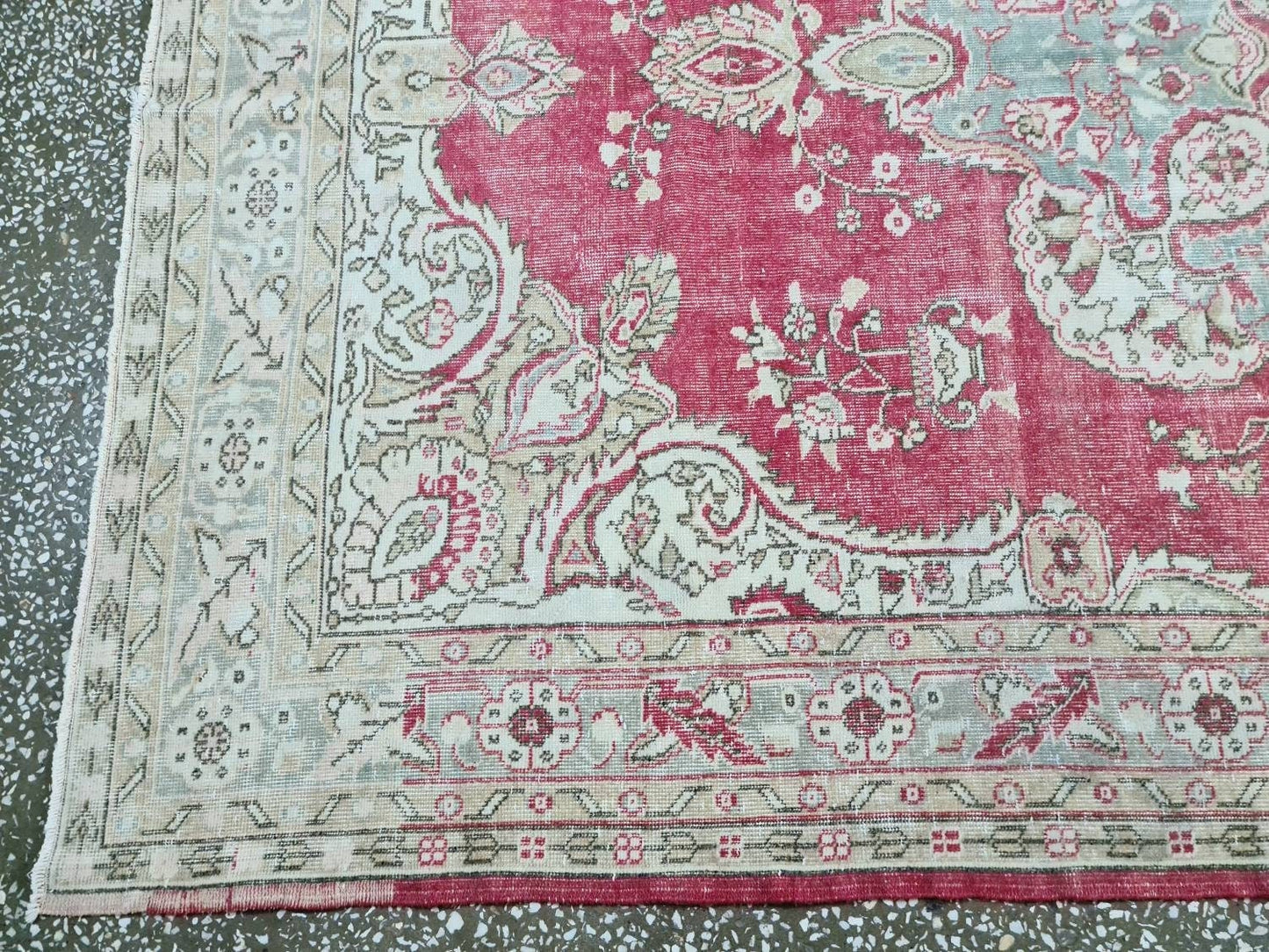 Red Vintage Turkish Area rug/ 7x10.85 feet