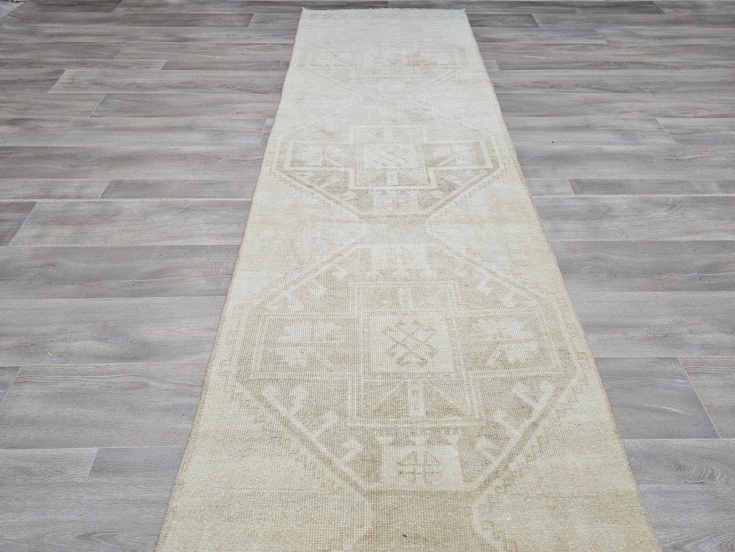 3x12 Vintage Runner - Neutral Turkish Runner Rug - Hallway Runner Rug non Slip - Anatolian Oushak Runner