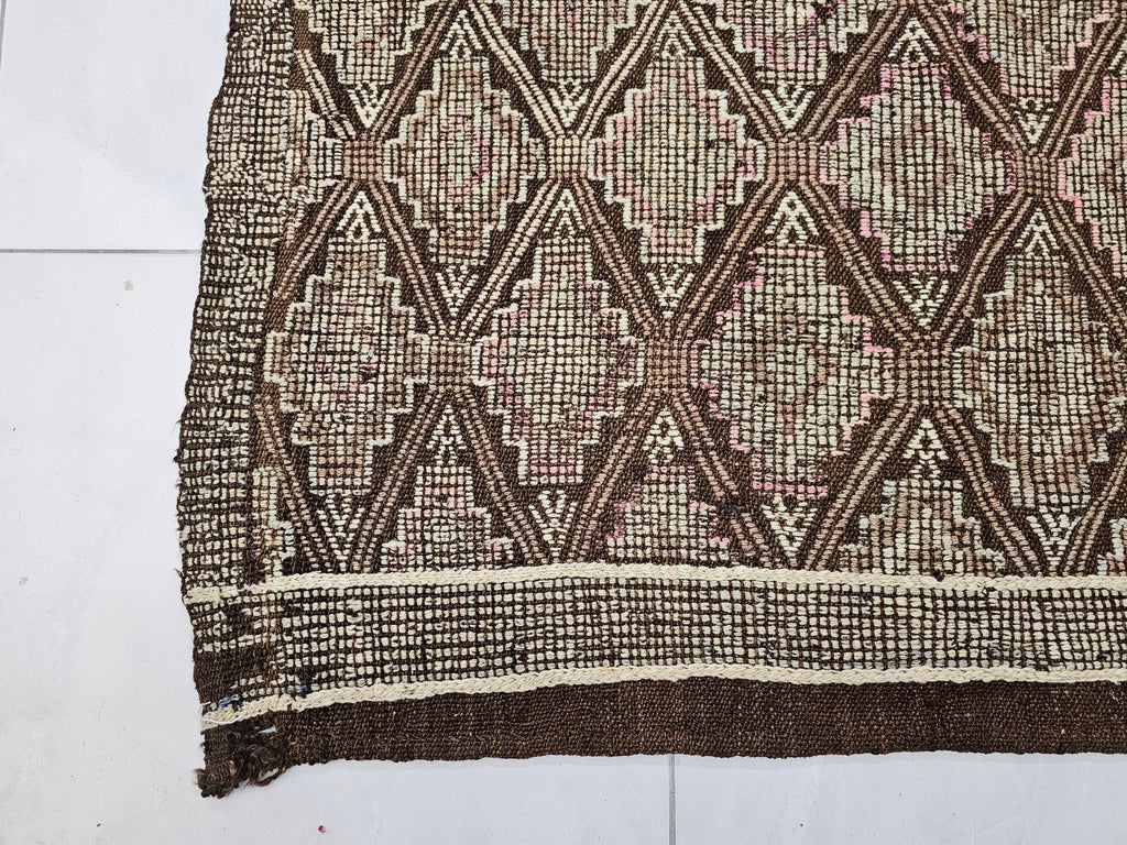 Vintage Turkish Cecim Rug: 4.40x9 Handwoven Wool Kilim Runner