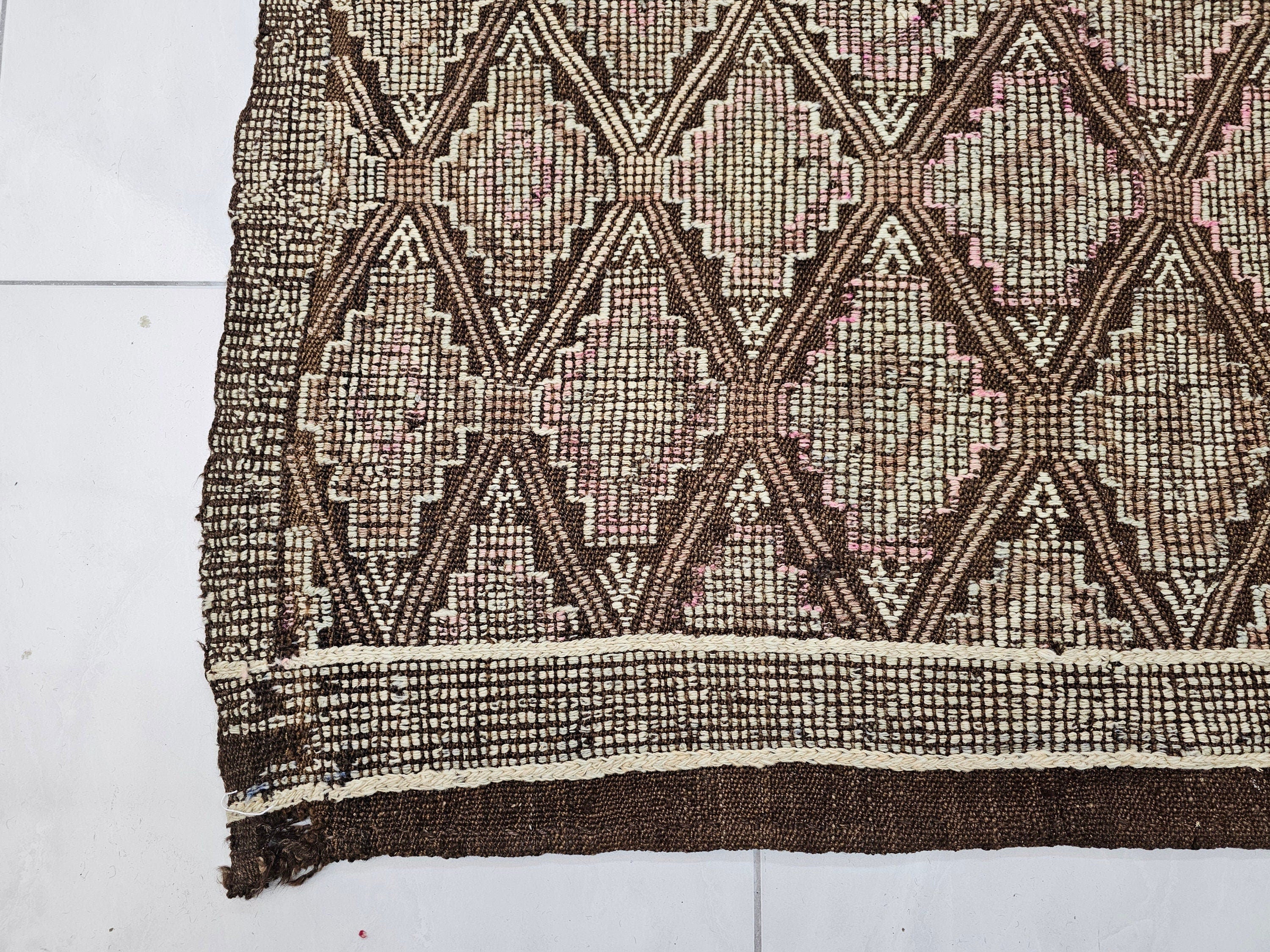 Vintage Turkish Cecim Rug: 4.40x9 Handwoven Wool Kilim Runner