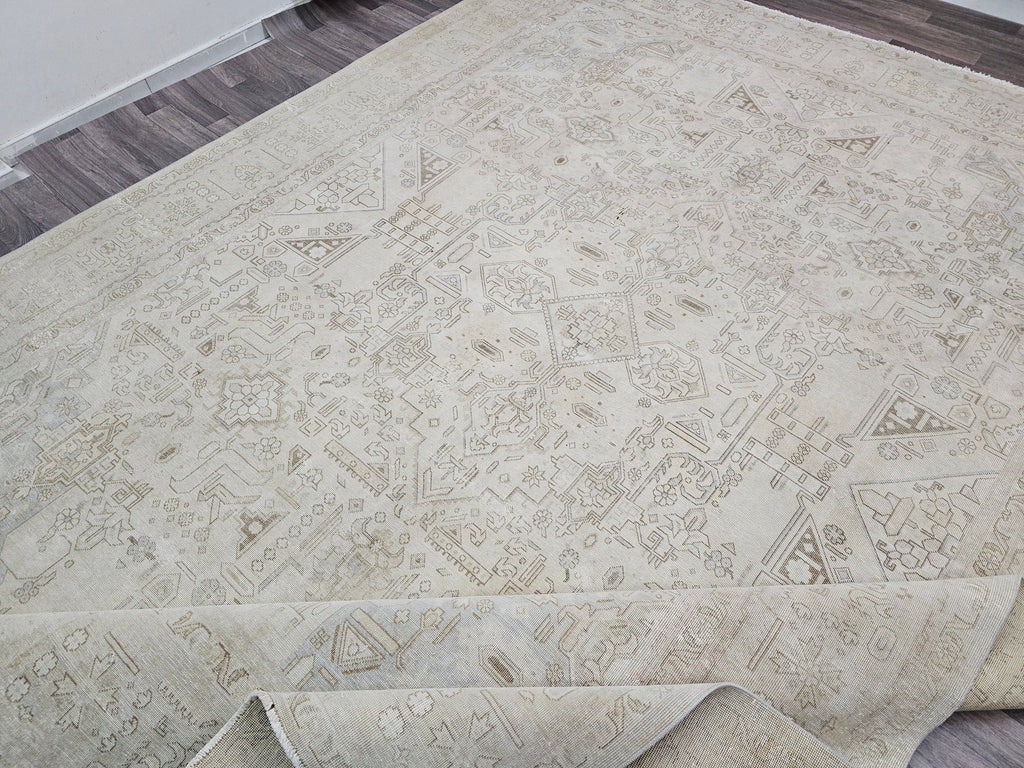 9x12 Vintage Oushak Rug: Hand-Knotted Distressed Wool Area Rug