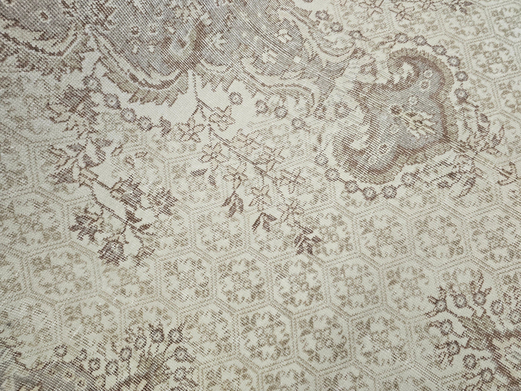 7x10 Neutral Oushak Rug: Hand-Knotted Vintage Wool Area Rug