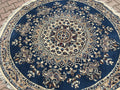 Handknotted Oushak Round Rug: 6.56 ft Vintage Turkish Rug