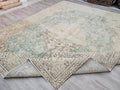 Turkish Rug 10x12: Beige & Sage Green wool Oushak Carpet (9.80x12.20 ft)