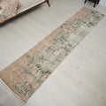 Vintage Turkish Runner Rug: Distressed Wool Aisle Rug (1'9" x 8'6")