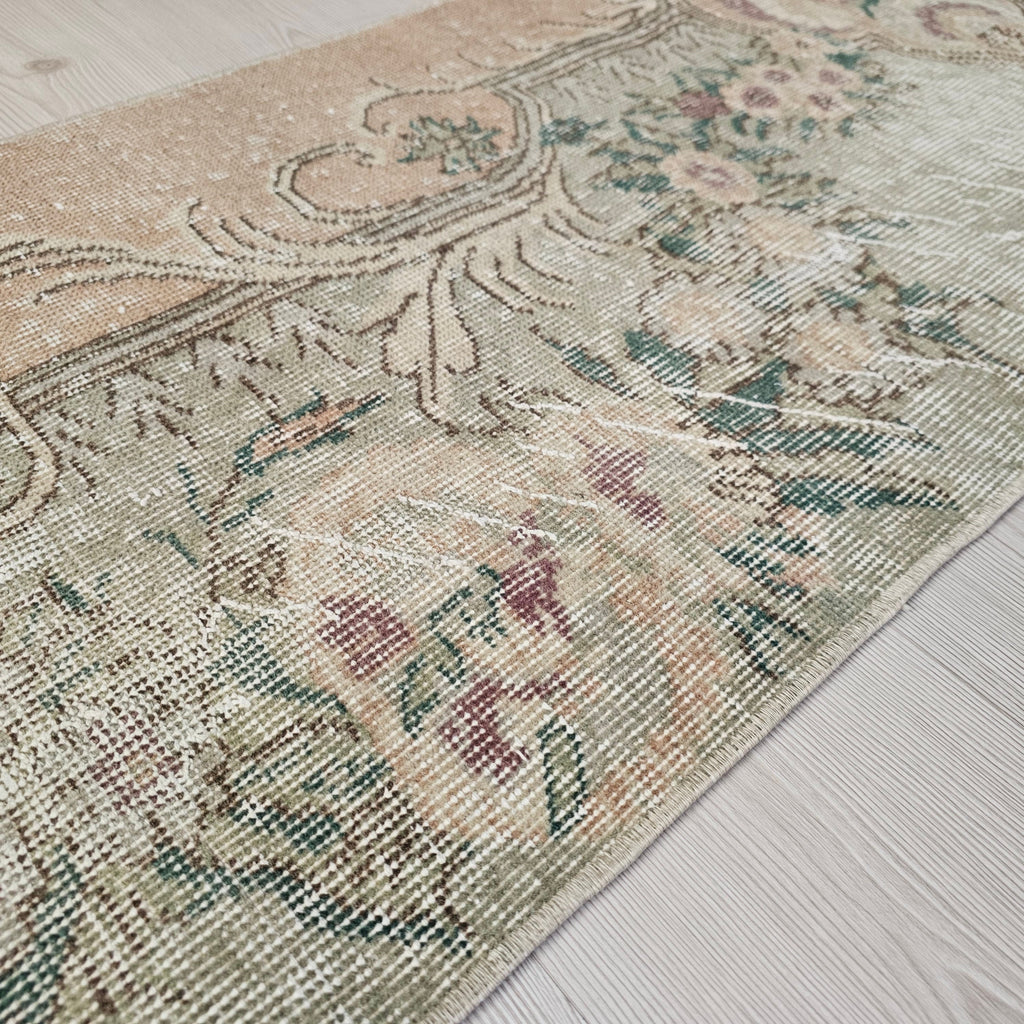 Vintage Turkish Runner Rug: Distressed Wool Aisle Rug (1'9" x 8'6")