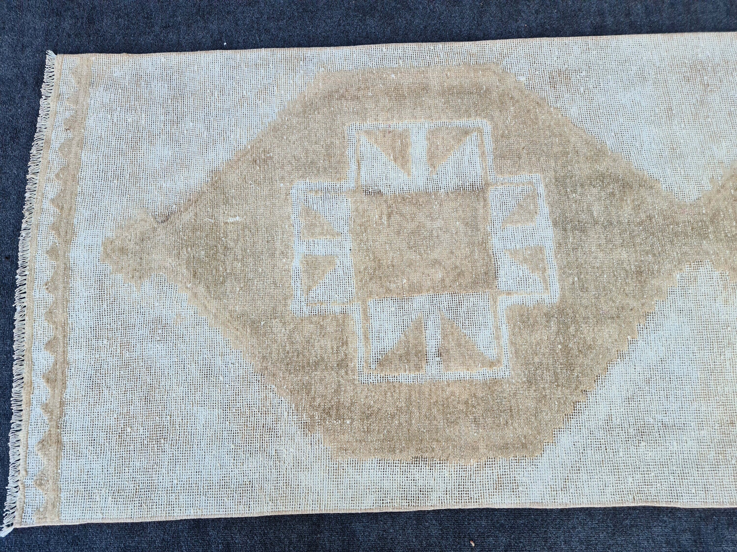Hand Knotted Oushak Runner: Wide Turkish Hallway Rug (3.28x12.66 ft)