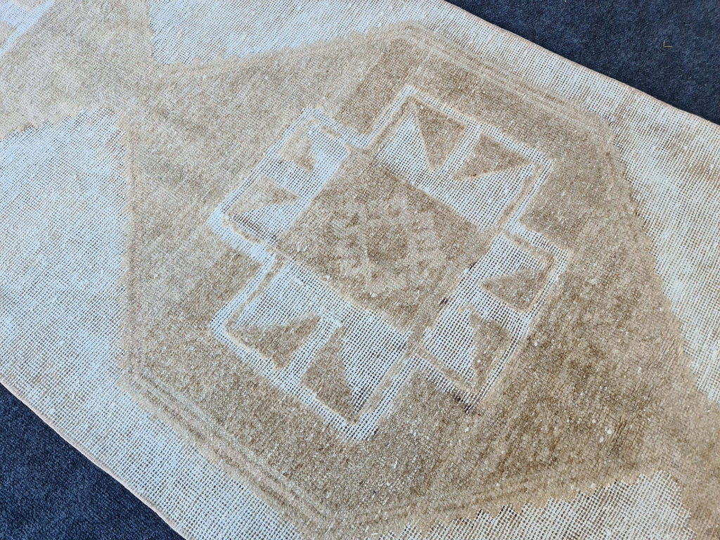 Hand Knotted Oushak Runner: Wide Turkish Hallway Rug (3.28x12.66 ft)