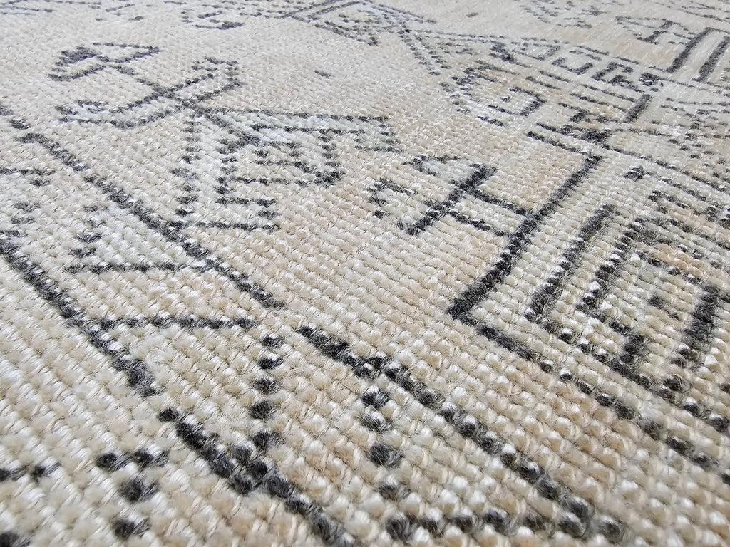 Vintage Oushak Runner Rug: 3x12 Hand-Knotted Wool Turkish Hallway Rug