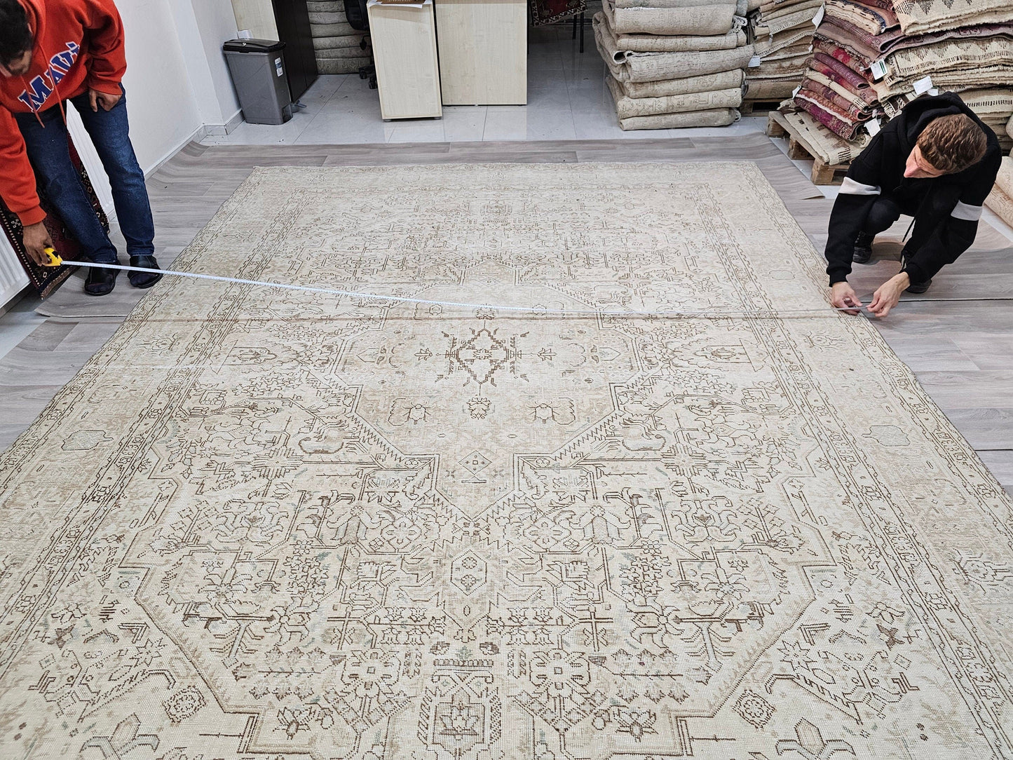 Elegant 9x12 Hand-Knotted Turkish Oushak Wool Rug - Neutral Anatolian Oriental Carpet //9.40x12.50 feet