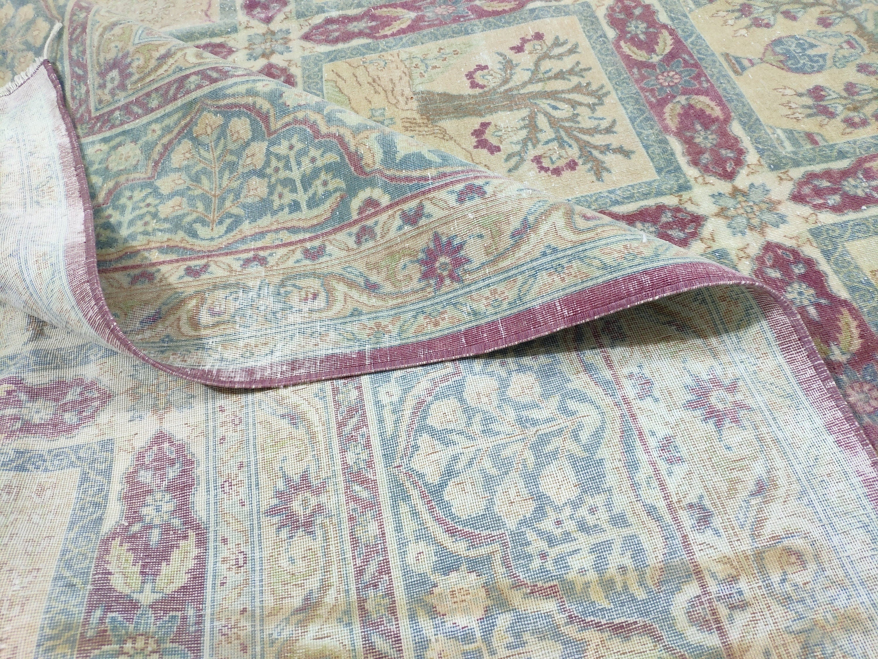 10x13 Antique Hand-Knotted Wool Persian Rug: Retro Farmhouse Decor